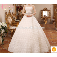 2017 Diseñador Simple Blanco Beaded Ball Gown Vestidos de Novia